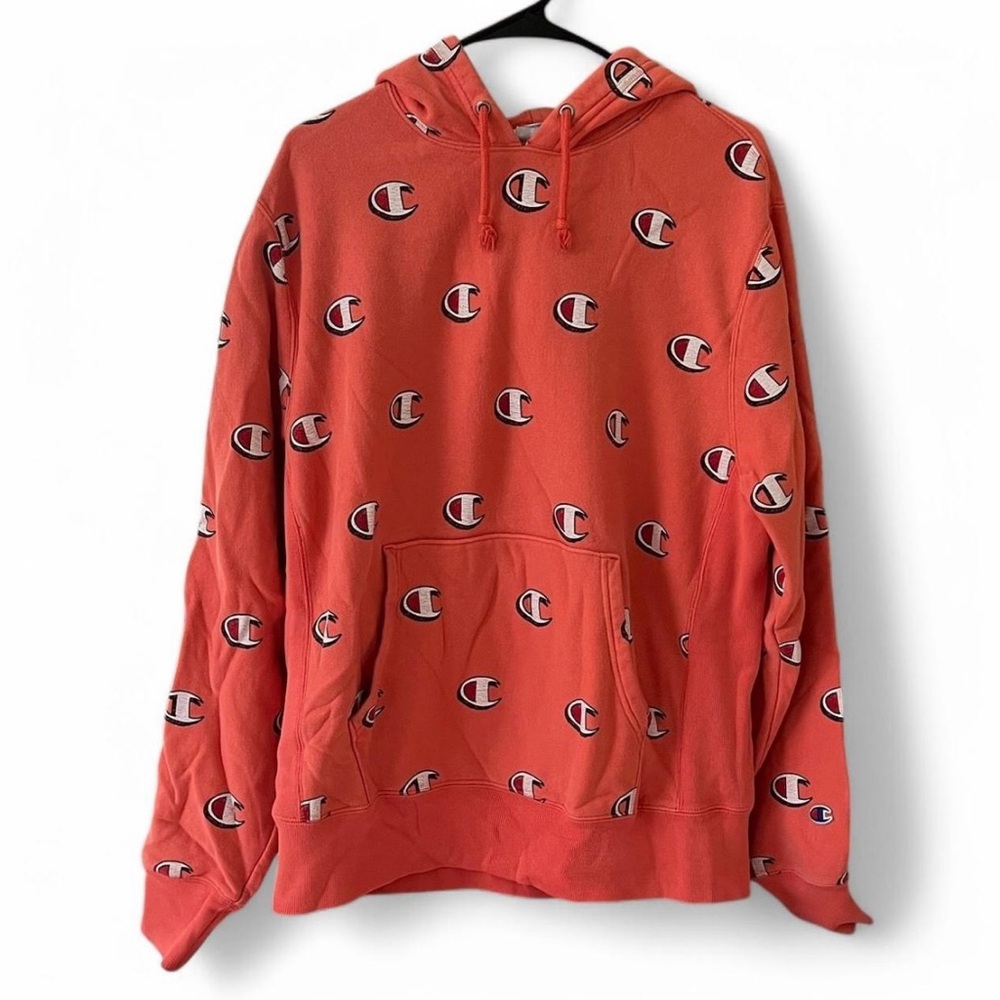 Champion Coral Logo Hoodie Sweatshirt